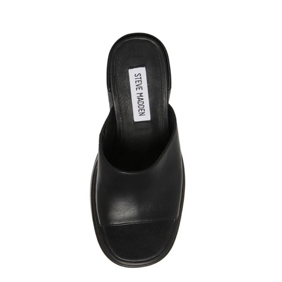 Black Steve Madden Leather Cagey Platform Sandals Size 10 - Picture 6 of 13